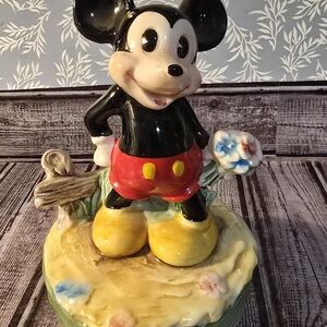 Vintage Schmid Walt Disney Mickey Rotating Music Box - Works Great